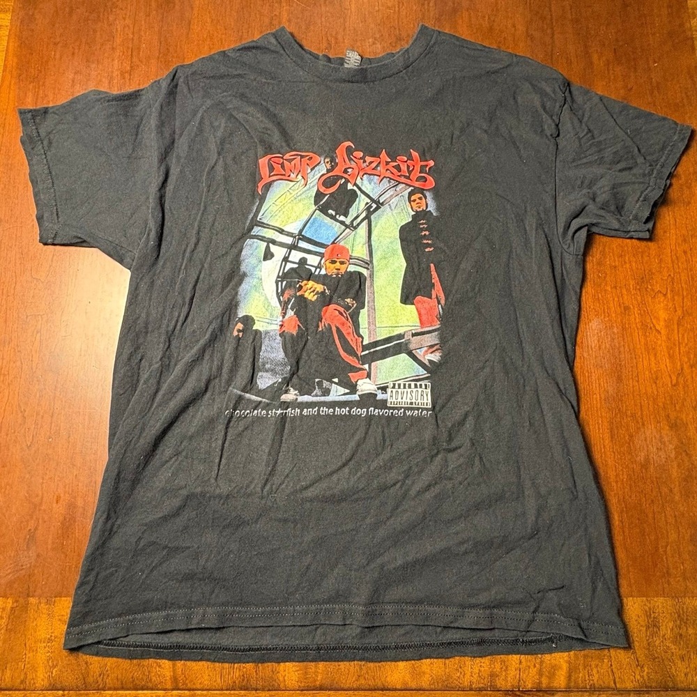 Limp Bizkit Chocolate Starfish Hot Dog Flavored Water Black Band Tee Large